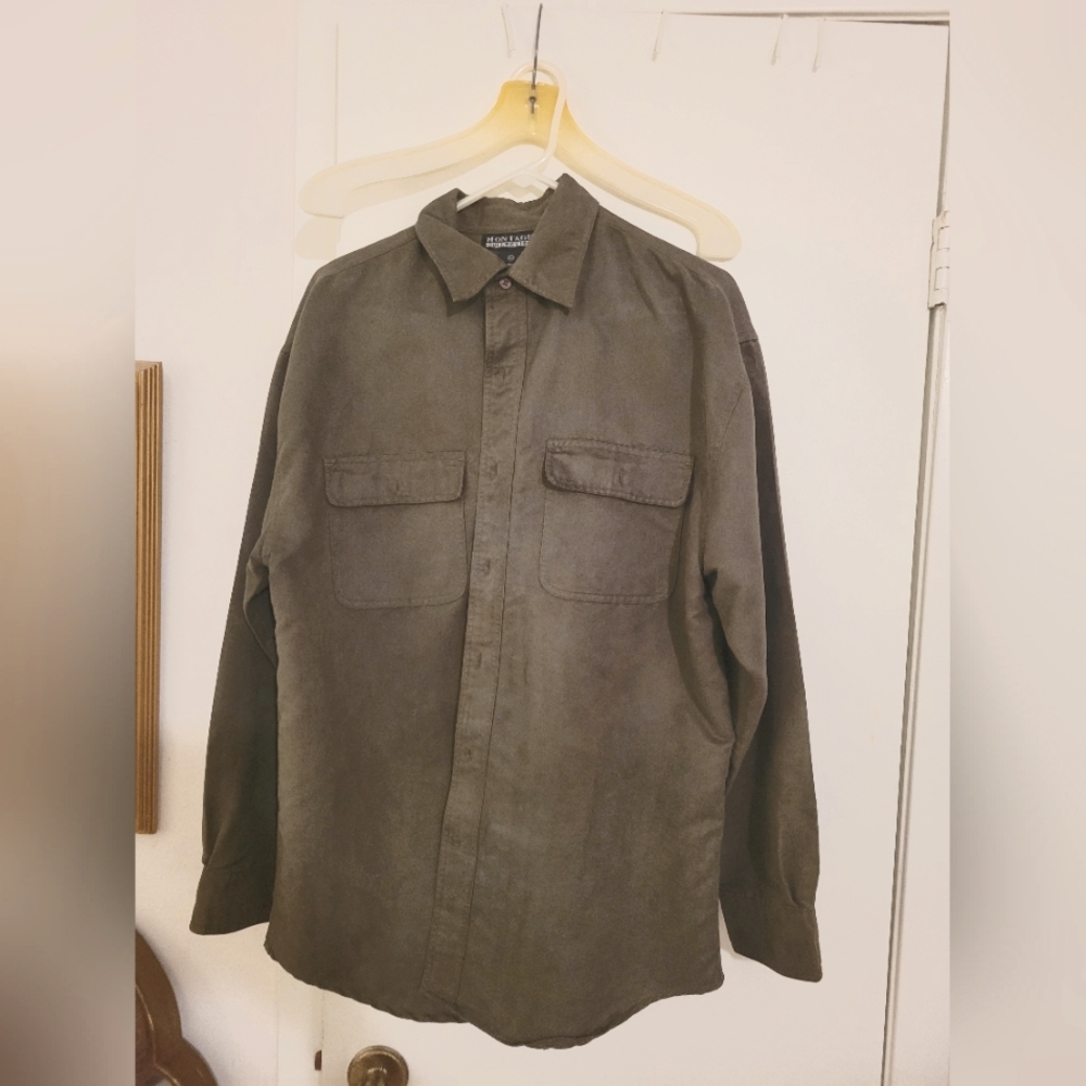 Montage collection long sleeve button-up shirt, forest green, large